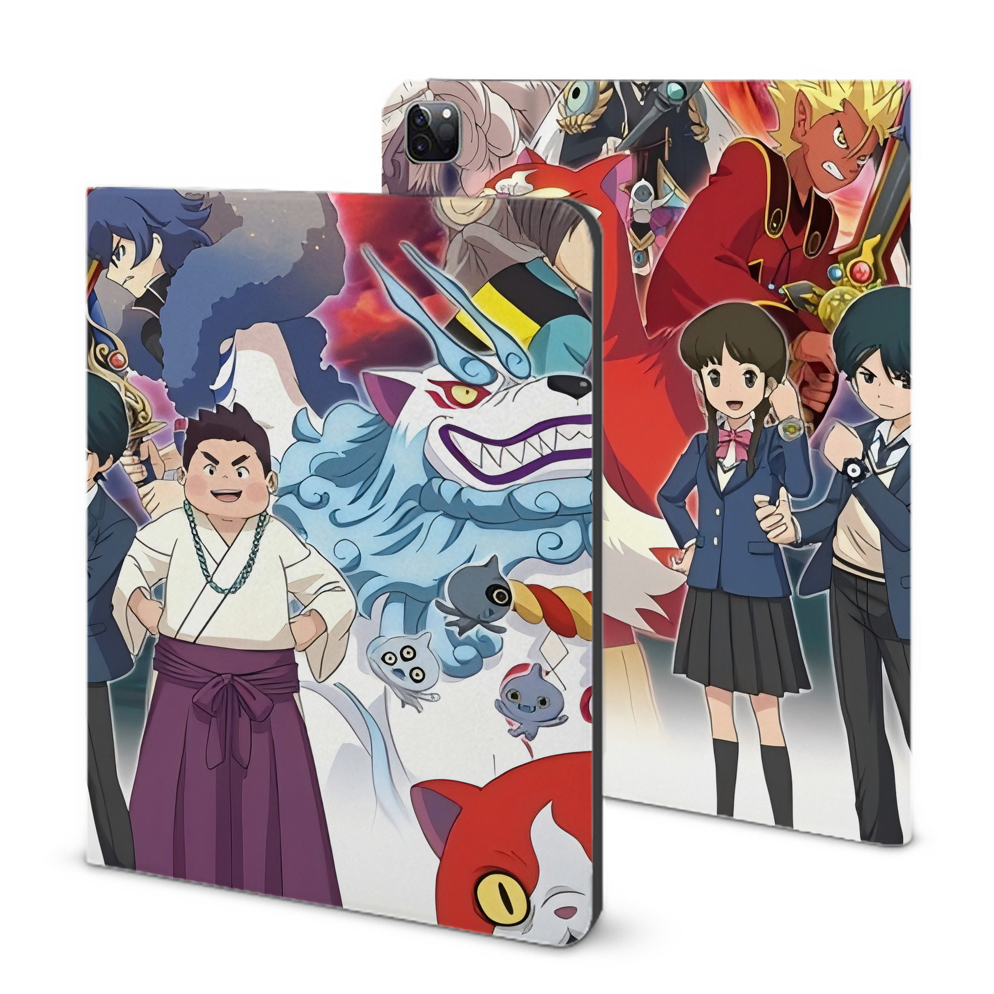 （画像用） 妖怪ウォッチ Yo-kai Watch IPad ケース ブック型 PUレザー TPU 耐衝撃 軽量 薄型 ペン収納なし 全面保護 IPad 各モデル対応
